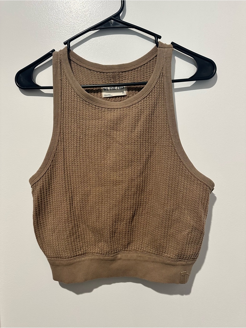 We The Free Waffle-Knit Cropped Tank Top in Brown